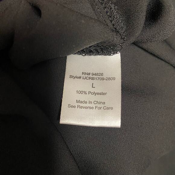 Janet Chung Top Shear Dark Black Sequin Studs Blouse Dressy Size L - Picture 9 of 10